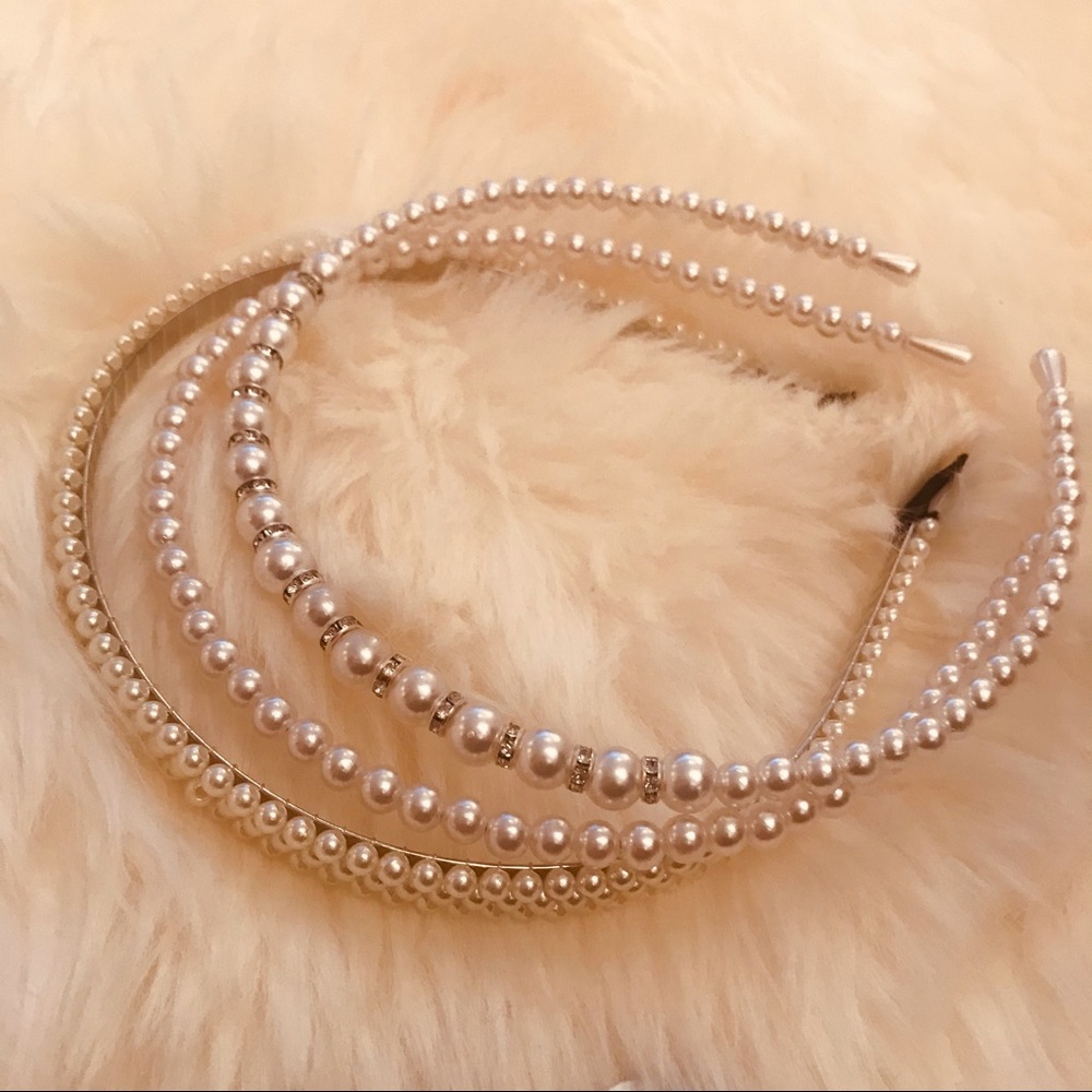 ZARA pearl headband set jumbo faux pearls - Picture 4 of 5